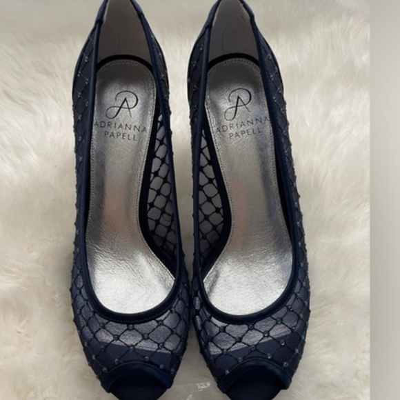Adrianna Papell Shoes - Adrianna Papell Navy Peep-Toe Heels, EUC